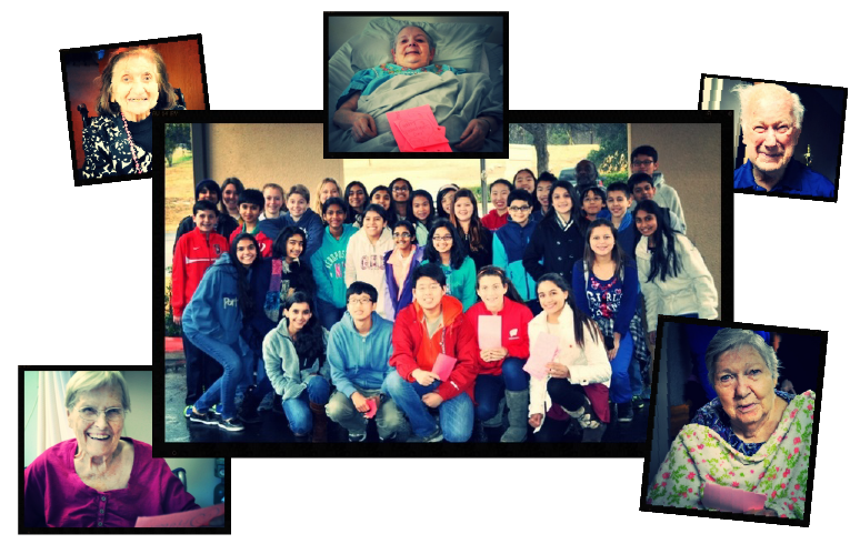 Canyon Vista Student Council delivered Valentine's Day cards to many smiling residents of Heartland Retirement Center. Photos by Kavyaa