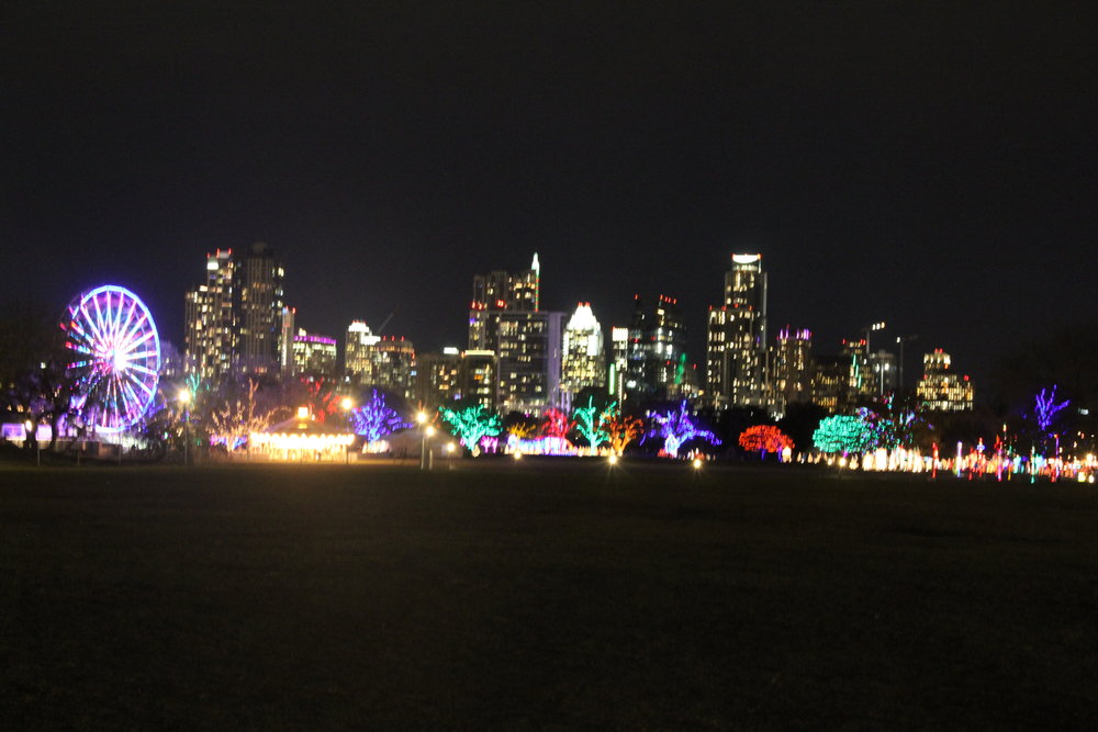 The new ferris wheel added this year to the trail of lights can be seen to the left. photo by mattie meyer.