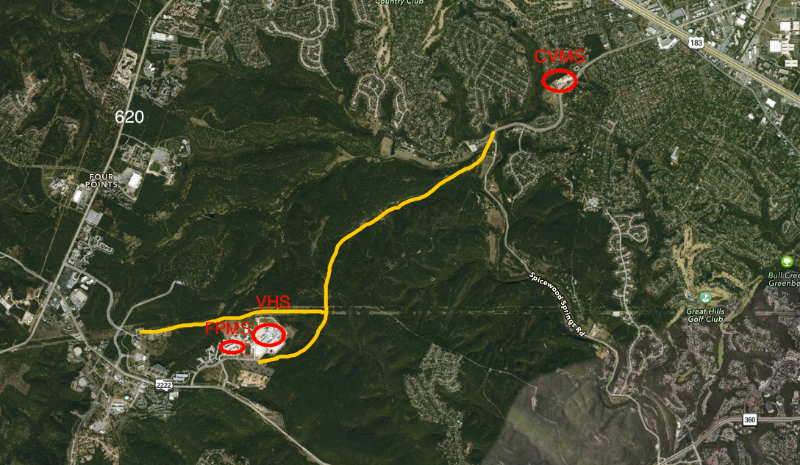 The proposed route for the Fire Break Parkway. Photo credit to savebcp.org