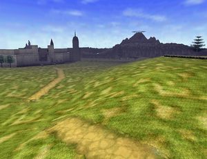 As you can see, this is part of the open world in Ocarina of time: lots of room to run around. You can choose where to go.