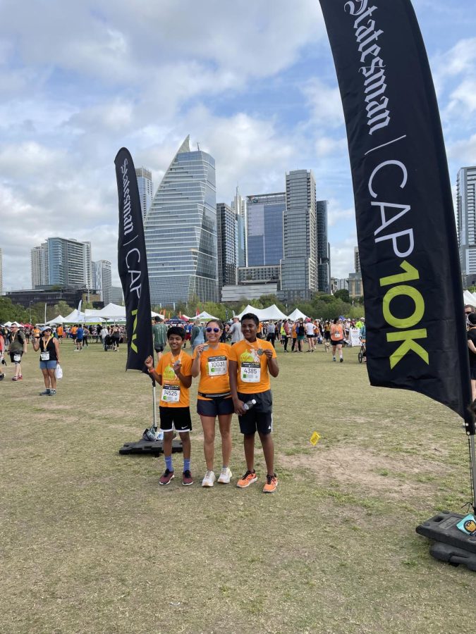 Laksh (left) and Subramani (right) after completing the Cap 10K. n