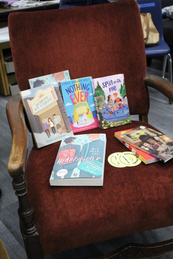 LGBTQIA+ books donated by McMillan Publishing to Canyon Vista library.